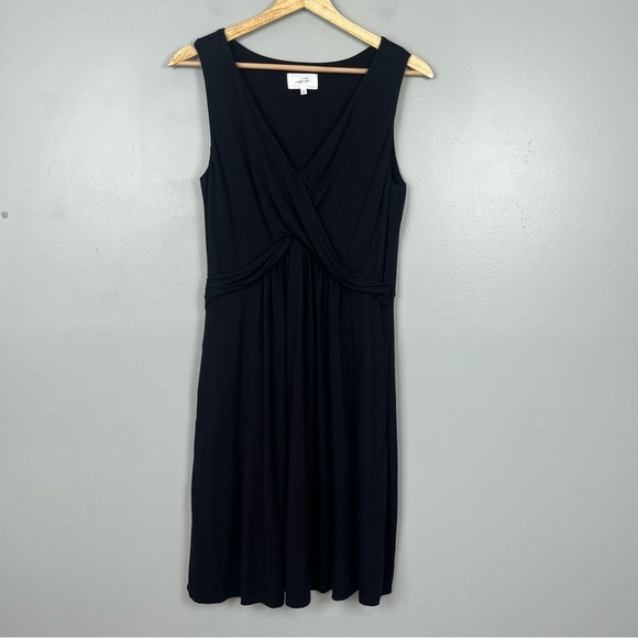 Soma Dresses & Skirts - Soma Weekend black jersey knit sleeveless surplice bodice midi dress, medium.